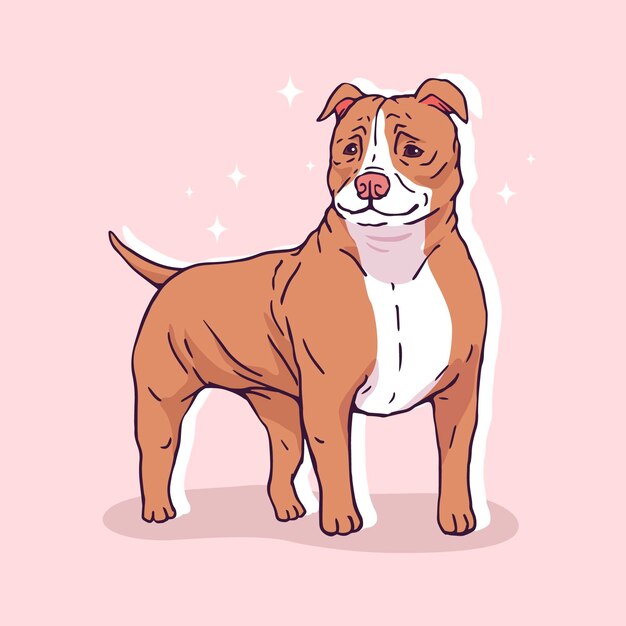 Illustrazione di pitbull carino disegnato a mano