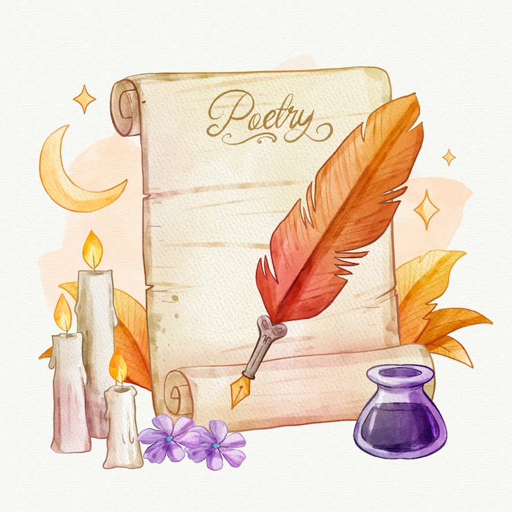 Vettore gratuito illustrazione di poesia ad acquerello