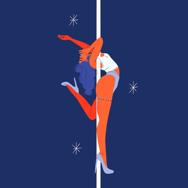 Illustrazione di pole dance disegnata a mano