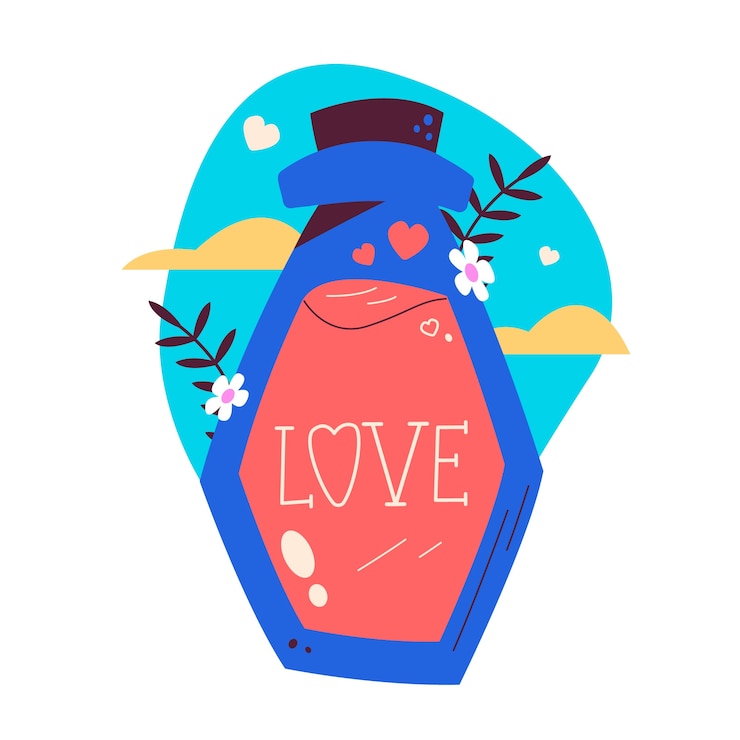 Vettore gratuito illustrazione di pozione d'amore disegnata a mano
