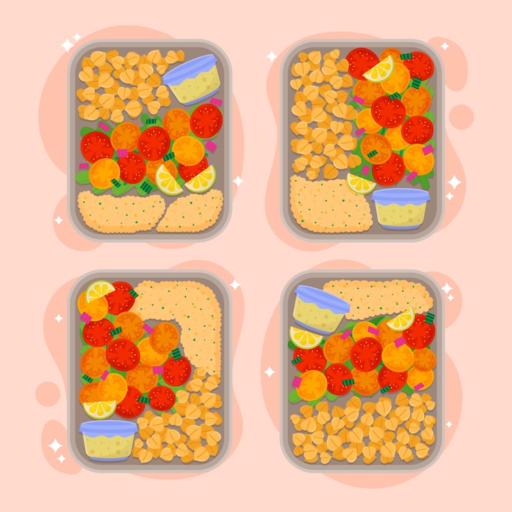 Vettore gratuito illustrazione di preparazione del pasto dal design piatto disegnato a mano