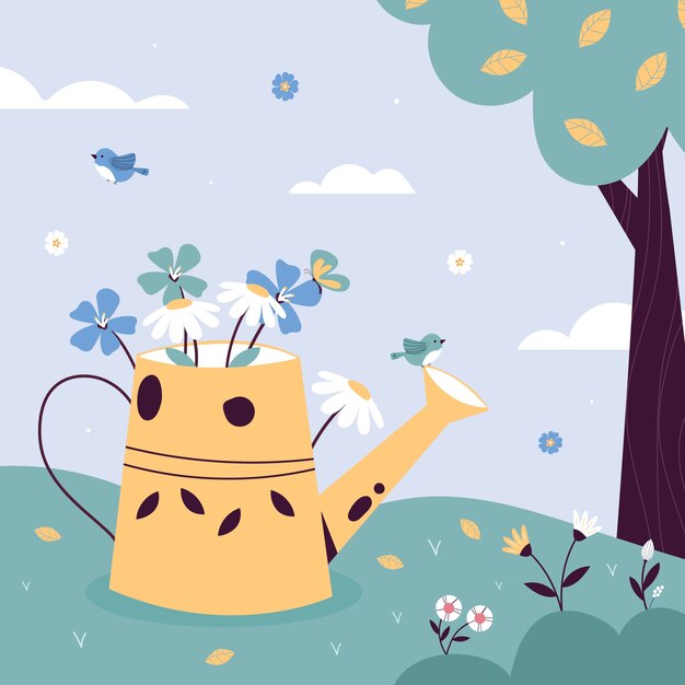 Illustrazione di primavera piatta