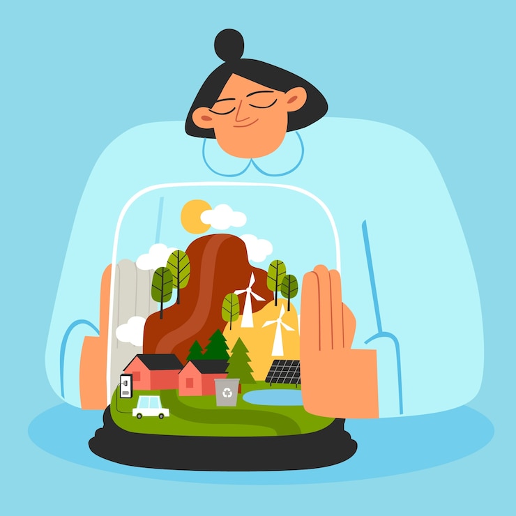 Vettore gratuito illustrazione di protezione ambientale disegnata a mano