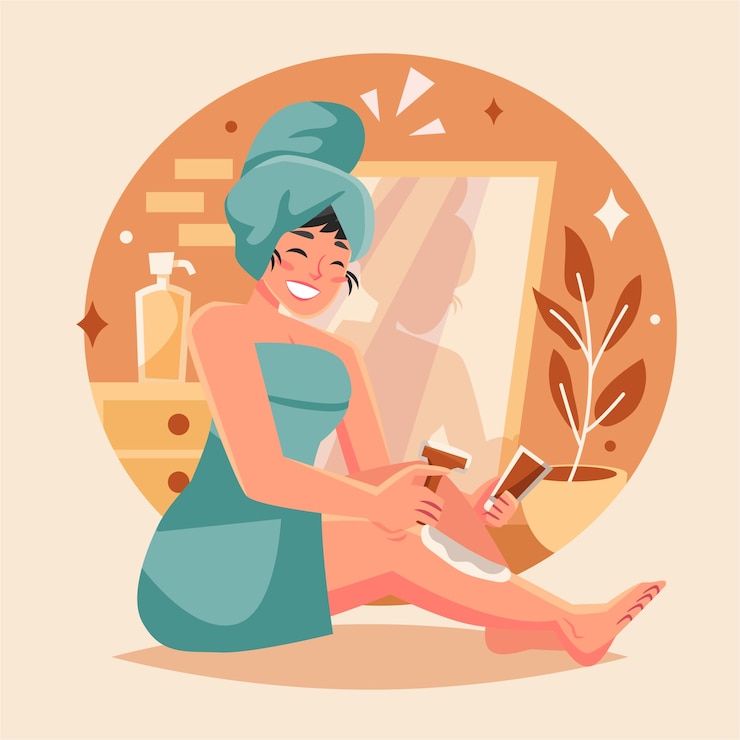 Vettore gratuito illustrazione di rasatura della donna disegnata a mano