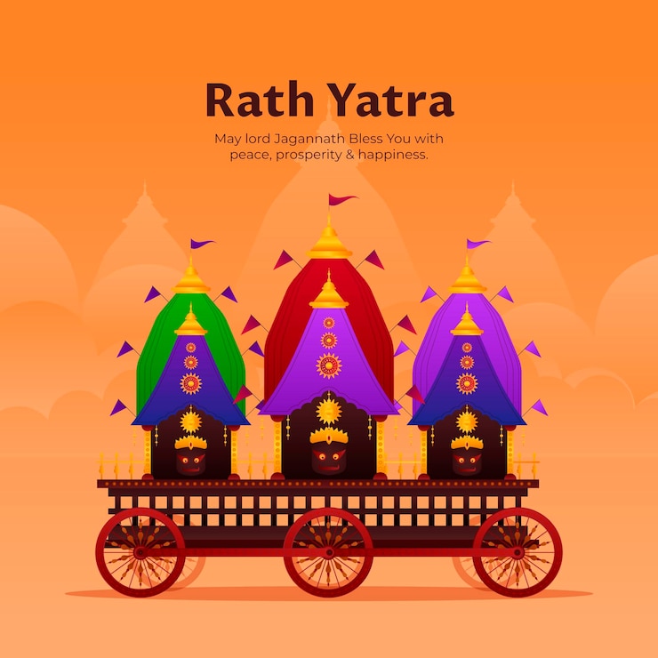Vettore gratuito illustrazione di rath yatra gradiente