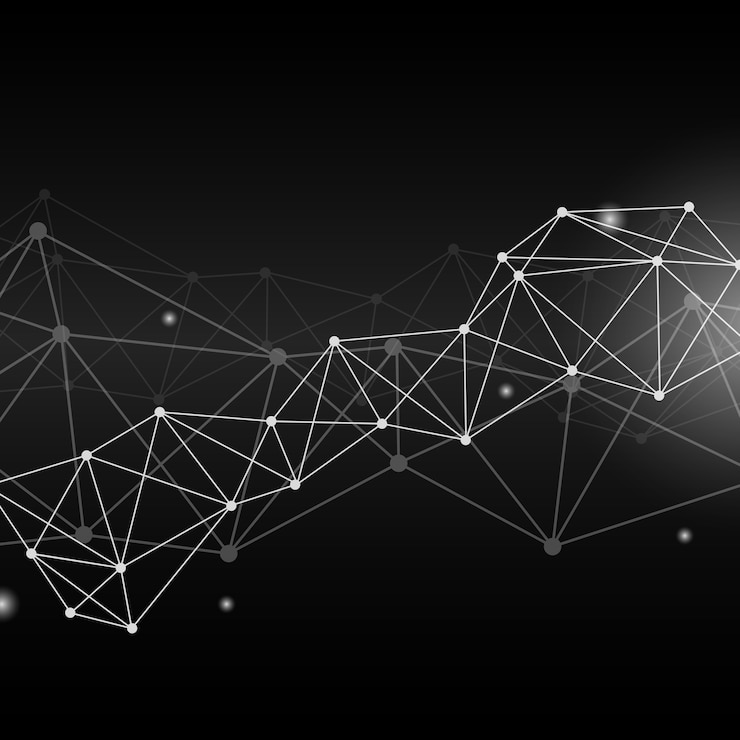 Vettore gratuito illustrazione di rete neurale nera