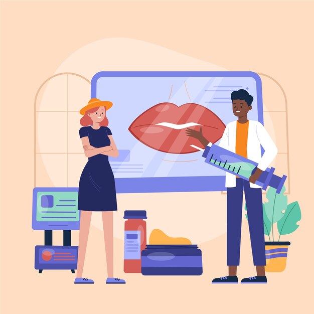 Illustrazione di riempimento del labbro di design piatto disegnato a mano