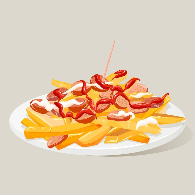 Vettore gratuito illustrazione di salchipapa disegnata a mano