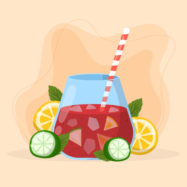 Illustrazione di sangria in stile disegnato a mano