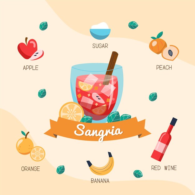 Illustrazione di sangria rinfrescante disegnata a mano