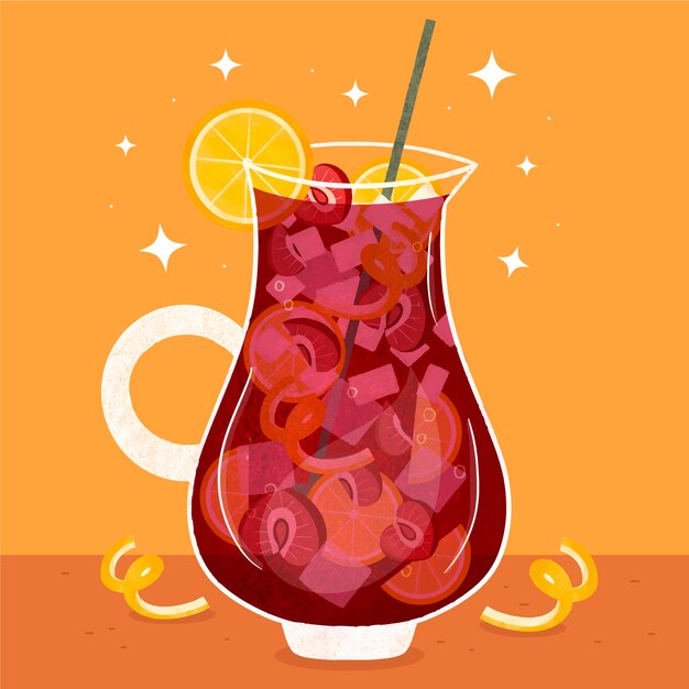 Illustrazione di sangria rinfrescante disegnata a mano