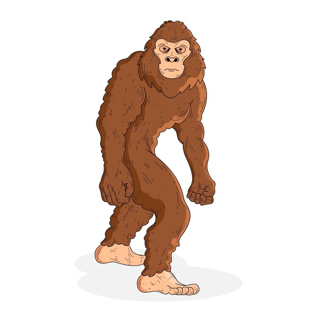 Illustrazione di sasquatch bigfoot disegnato a mano realistico