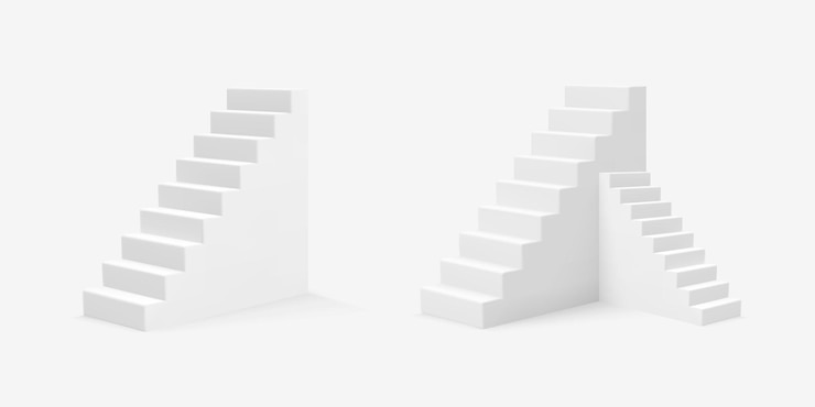 Illustrazione di scale bianche in stile realistico