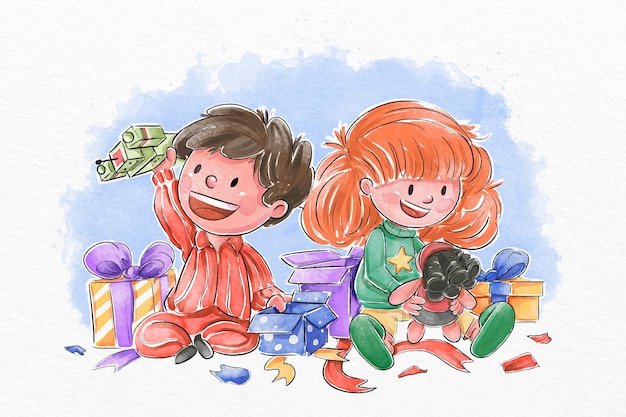 Illustrazione di scena di regali di Natale