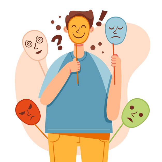 Illustrazione di schizofrenia design piatto