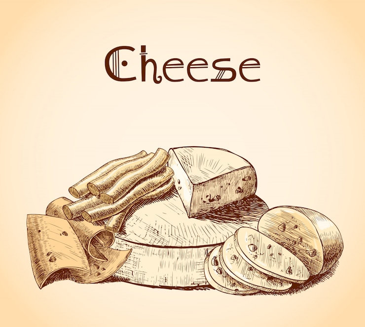 Vettore gratuito illustrazione di schizzo di formaggio