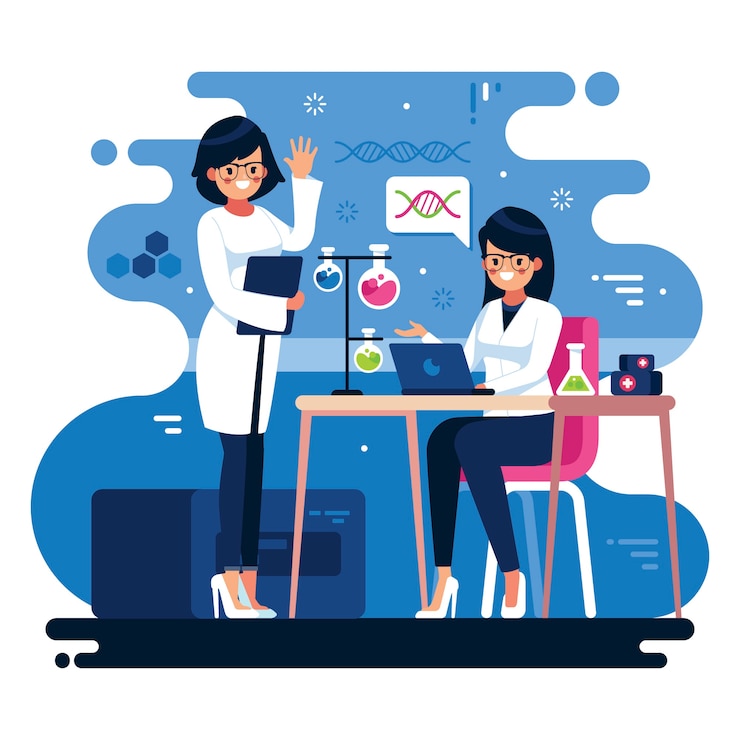 Vettore gratuito illustrazione di scienziate