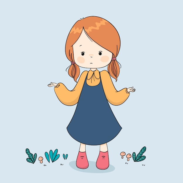 Illustrazione di scrollata di spalle design piatto disegnato a mano