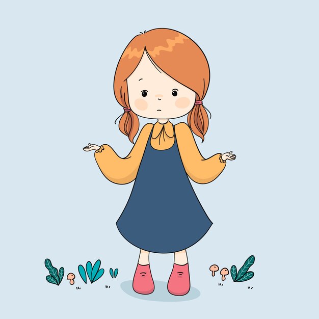 Illustrazione di scrollata di spalle design piatto disegnato a mano