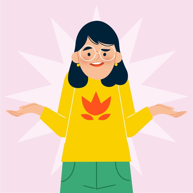 Illustrazione di scrollata di spalle design piatto disegnato a mano