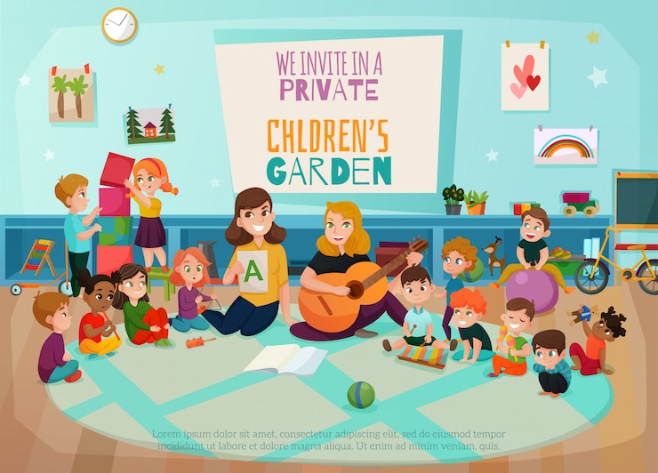 Vettore gratuito illustrazione di scuola materna