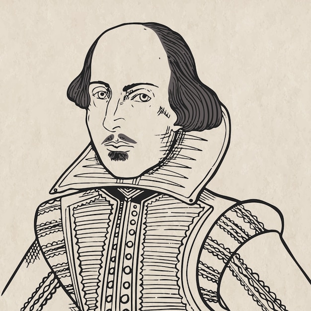 Illustrazione di Shakespeare disegnata a mano