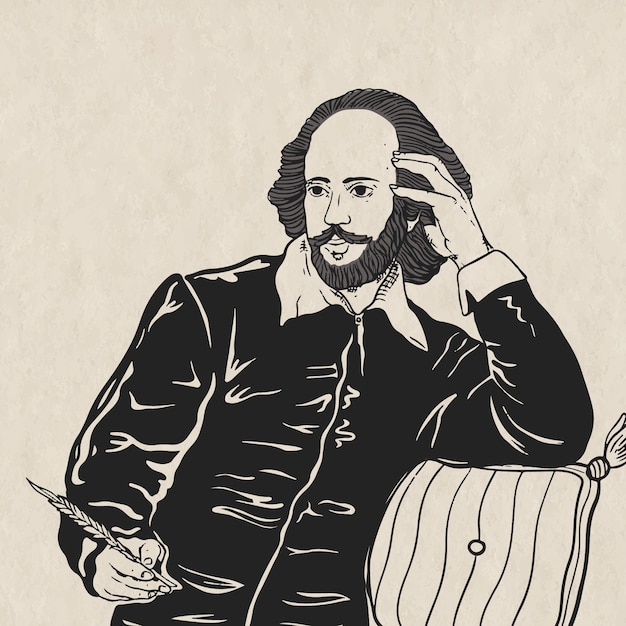 Illustrazione di Shakespeare disegnata a mano