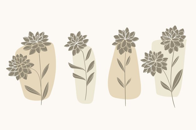 Illustrazione di silhouette di fiori disegnate a mano
