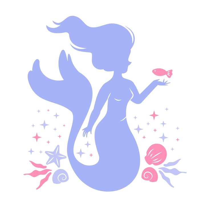 Vettore gratuito illustrazione di silhouette di sirena a disegno piatto