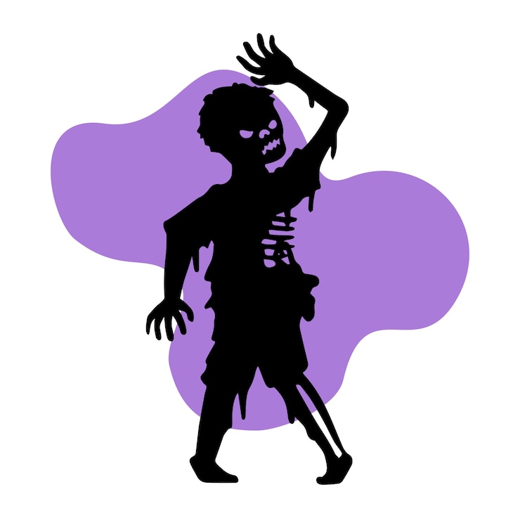 Vettore gratuito illustrazione di silhouette di zombie disegnata a mano