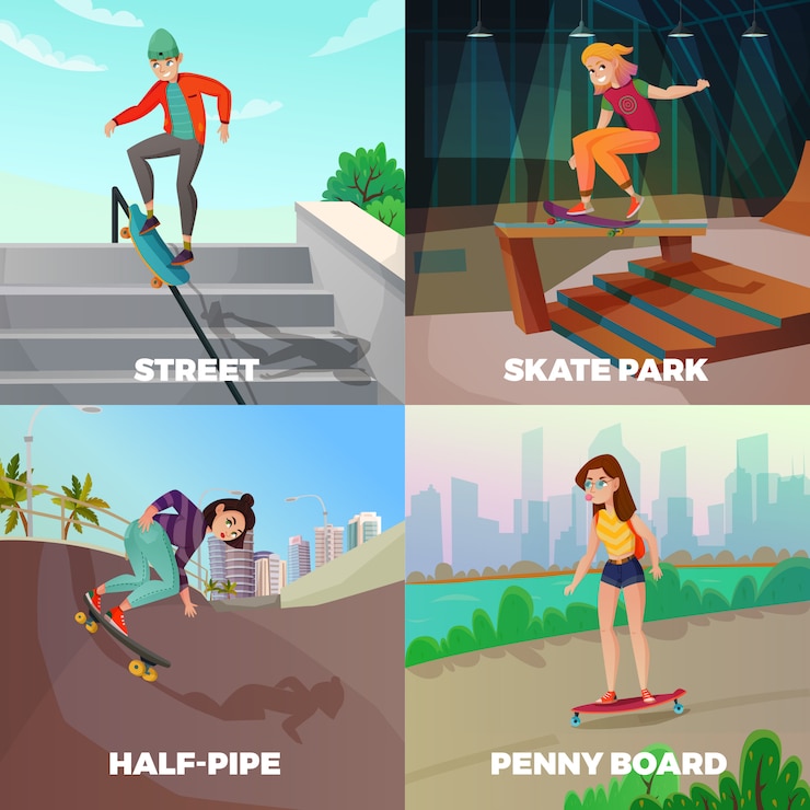 Vettore gratuito illustrazione di skateboard estremo