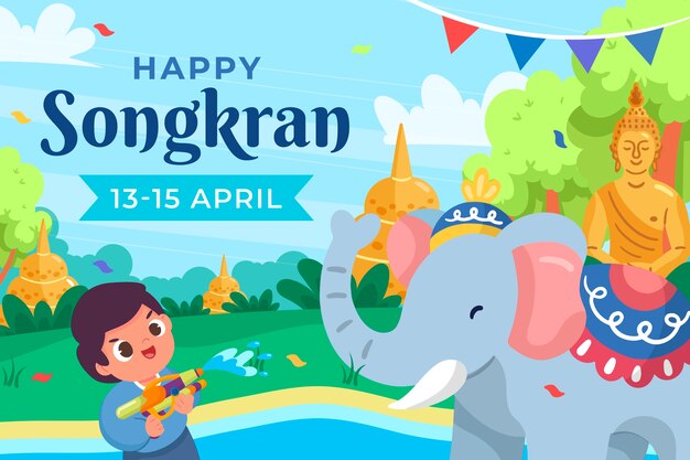 Illustrazione di songkran piatta