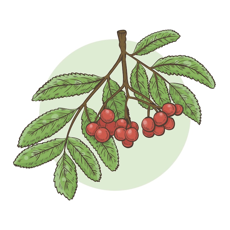 Vettore gratuito illustrazione di sorbo disegnata a mano