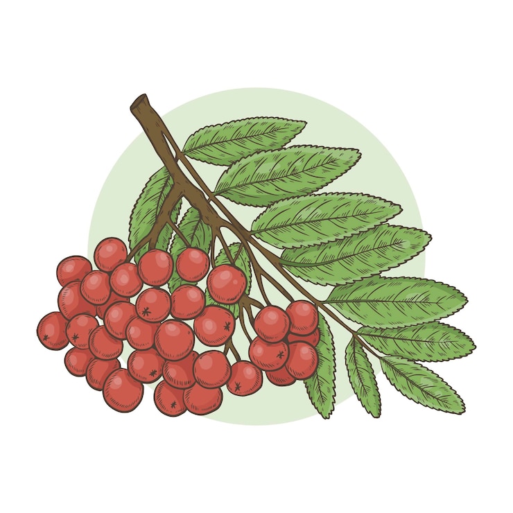 Vettore gratuito illustrazione di sorbo disegnata a mano