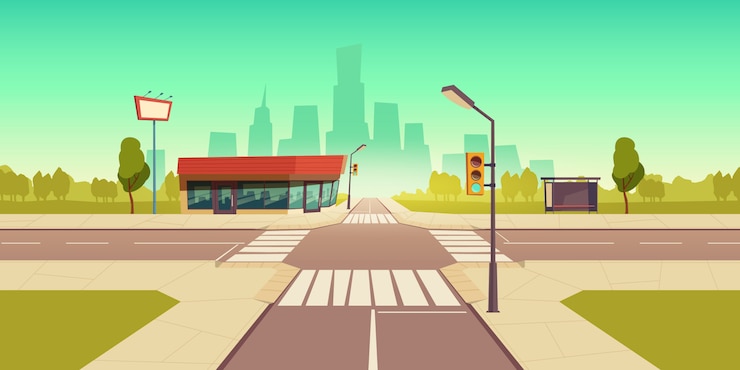Vettore gratuito illustrazione di strada urbana