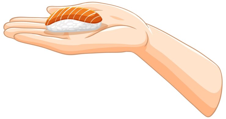 Vettore gratuito illustrazione di sushi tenendo per mano