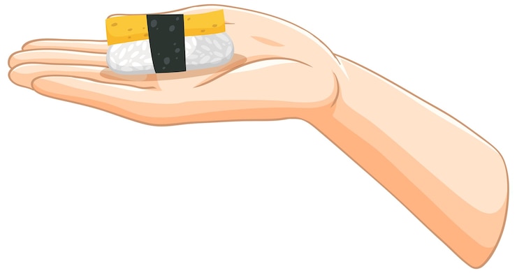 Vettore gratuito illustrazione di sushi tenendo per mano