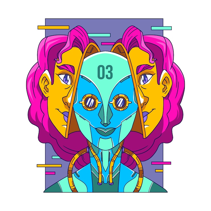 Vettore gratuito illustrazione di tecnologia in stile pazzo