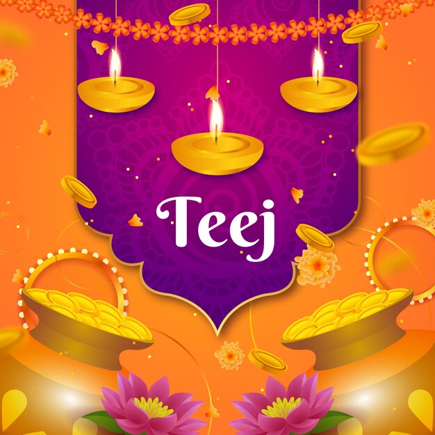 Illustrazione di teej sfumata con candele e fiori