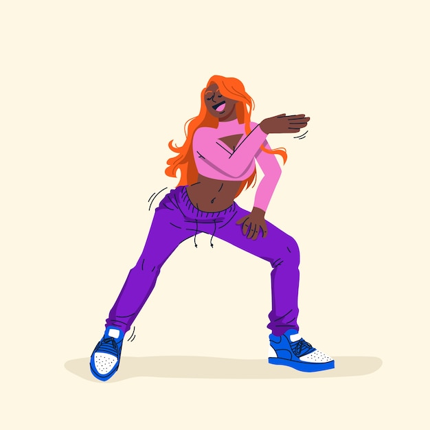 Illustrazione di twerk piatto disegnata a mano di danza