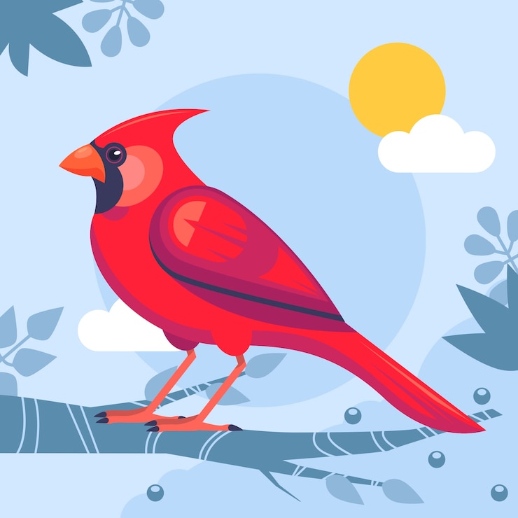 Vettore gratuito illustrazione di uccello cardinale design piatto