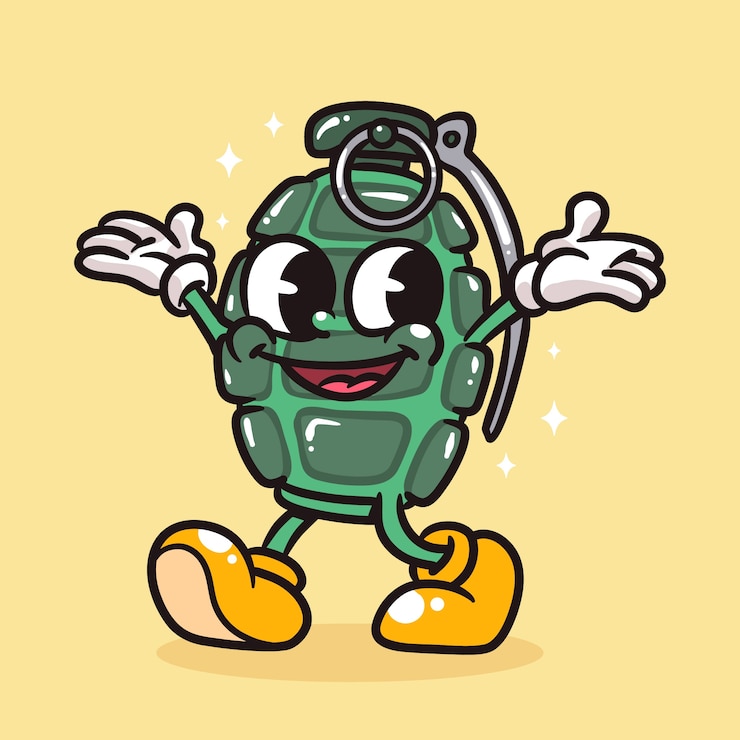 Vettore gratuito illustrazione di un cartone animato di granate disegnato a mano