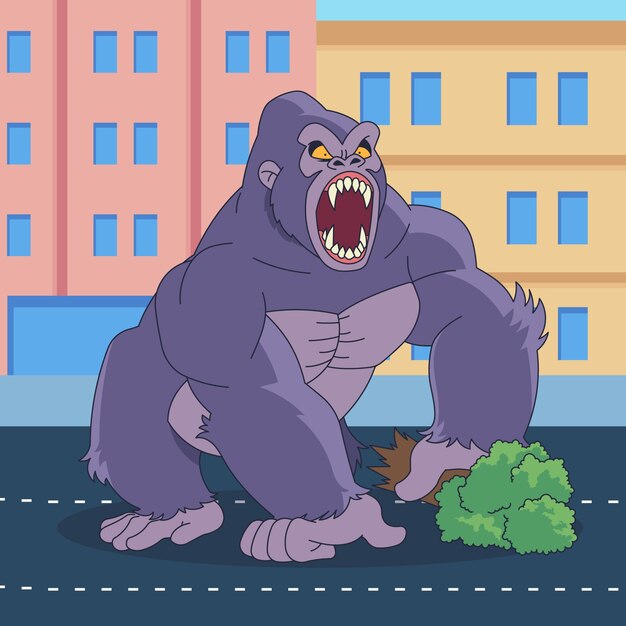 Illustrazione di un gorilla gigante disegnata a mano