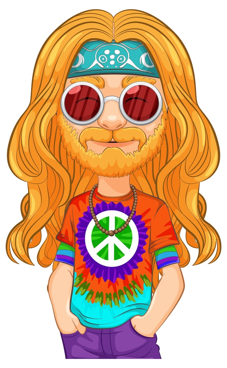 Vettore gratuito illustrazione di un personaggio hippie groovy