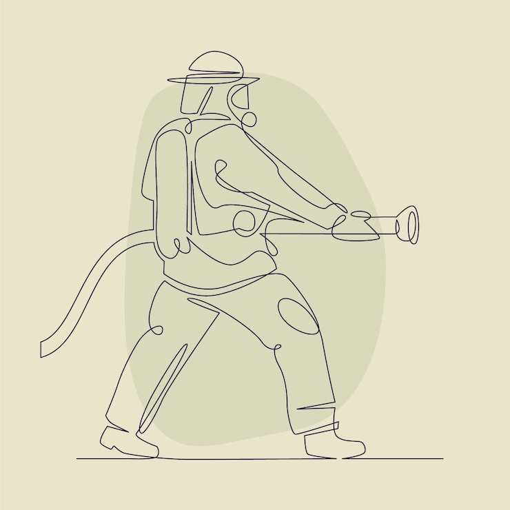 Vettore gratuito illustrazione di un pompiere disegnato a mano