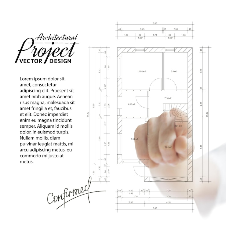 Vettore gratuito illustrazione di un progetto architettonico. concetto di costruzione e ristrutturazione.