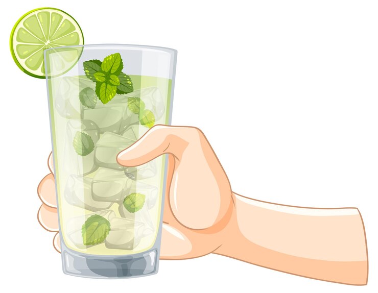 Vettore gratuito illustrazione di un rinfrescante cocktail alla menta di lime