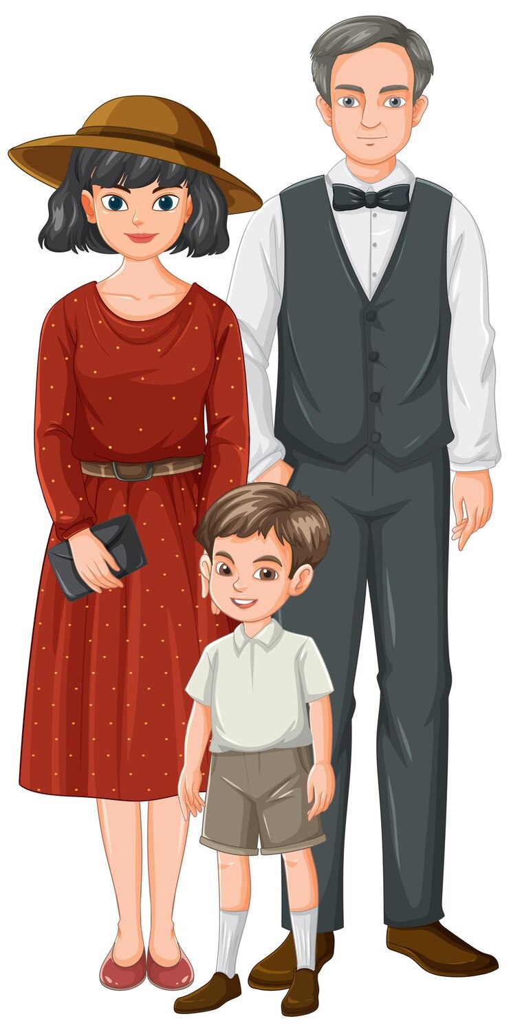 Vettore gratuito illustrazione di un ritratto di famiglia d'epoca