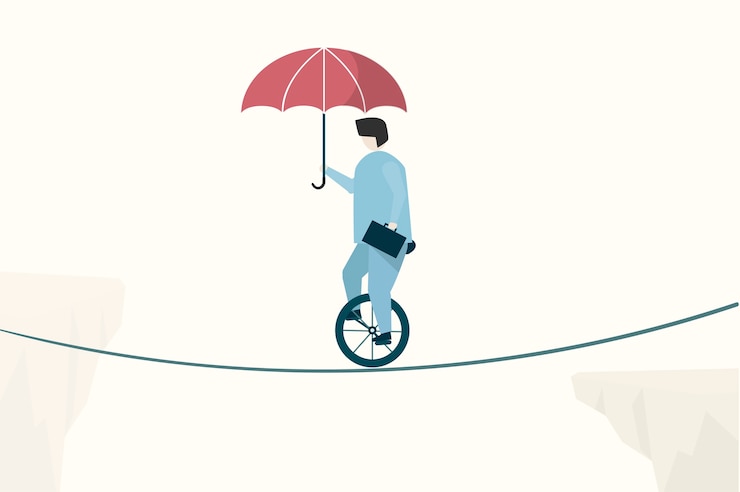 Vettore gratuito illustrazione di un uomo d'affari bilanciamento