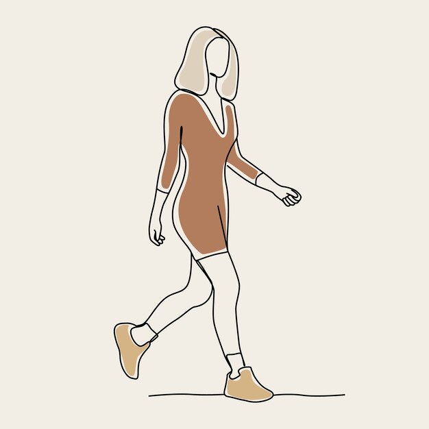 Illustrazione di una donna che cammina disegnata a mano